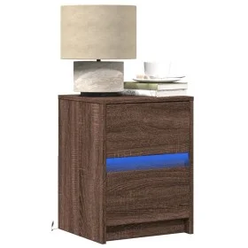 Nachttisch mit LED-Lichtern aus Eichen-Ingenieurholz in Braun. von , Nachttische - Ref: Foro24-852045, Preis: 50,92 €, Rabatt: %