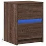 Nightstand with LED lights made of engineered oak wood in brown. by , Nightstands - Ref: Foro24-852045, Price: 50,92 €, Disco...