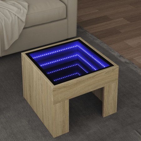 Coffee table with Infinity LED Sonoma oak 40x40x30 cm by , Coffee table - Ref: Foro24-847597, Price: 57,20 €, Discount: %