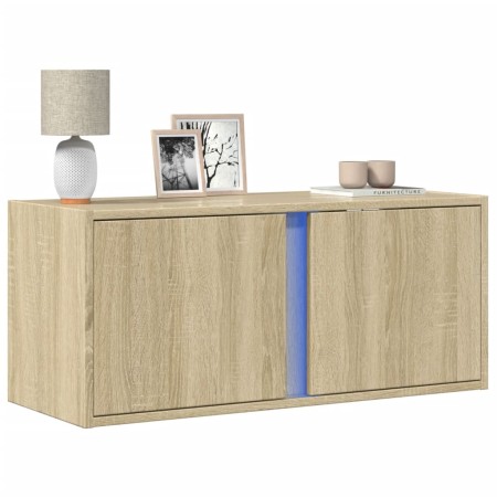 Mueble de TV de pared con luces LED roble Sonoma 80x31x35 cm de , Muebles TV - Ref: Foro24-852259, Precio: 47,01 €, Descuento: %