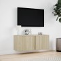 Mueble de TV de pared con luces LED roble Sonoma 80x31x35 cm de , Muebles TV - Ref: Foro24-852259, Precio: 47,01 €, Descuento: %