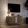 Mueble de TV de pared con luces LED roble Sonoma 80x31x35 cm de , Muebles TV - Ref: Foro24-852259, Precio: 47,01 €, Descuento: %