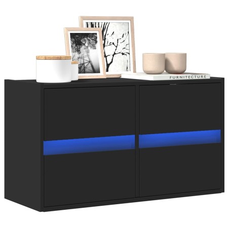 Mueble de TV de pared con luces LED negro 80x31x45 cm de , Muebles TV - Ref: Foro24-852286, Precio: 68,26 €, Descuento: %
