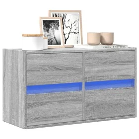 Wall-mounted TV stand with LED lights in Sonoma gray, 80x31x45 cm. by , TV Furniture - Ref: Foro24-852290, Price: 68,98 €, Di...