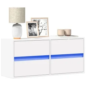 Wall-mounted TV stand with LED lights white 100x31x45 cm by , TV Furniture - Ref: Foro24-852292, Price: 75,13 €, Discount: %
