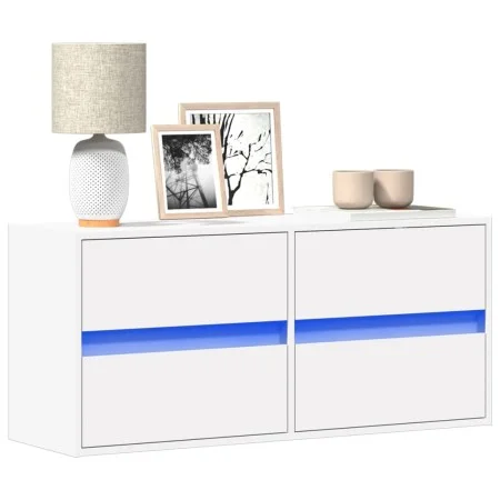 Mueble de TV de pared con luces LED blanco 100x31x45 cm de , Muebles TV - Ref: Foro24-852292, Precio: 75,13 €, Descuento: %