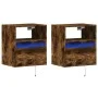 Wall-mounted TV furniture with LED lights, 2 units, smoked oak, 41x31x45 cm. by , TV Furniture - Ref: Foro24-852322, Price: 8...