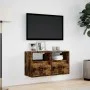 Wall-mounted TV furniture with LED lights, 2 units, smoked oak, 41x31x45 cm. by , TV Furniture - Ref: Foro24-852322, Price: 8...