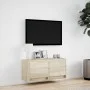 Mueble de TV de pared con luces LED roble Sonoma 80x31x35 cm de , Muebles TV - Ref: Foro24-852357, Precio: 55,94 €, Descuento: %