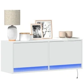 TV-Wandmöbel mit LED-Lichtern, weiß, 100x31x35 cm. von , TV-Möbel - Ref: Foro24-852362, Preis: 65,49 €, Rabatt: %