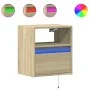 Mesita de noche de pared con luces LED roble Sonoma de , Mesitas de noche - Ref: Foro24-3307979, Precio: 47,55 €, Descuento: %