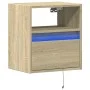 Mesita de noche de pared con luces LED roble Sonoma de , Mesitas de noche - Ref: Foro24-3307979, Precio: 47,55 €, Descuento: %