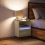 Mesita de noche de pared con luces LED roble Sonoma de , Mesitas de noche - Ref: Foro24-3307979, Precio: 47,55 €, Descuento: %