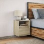Wall-mounted bedside table with LED lights Sonoma oak by , Nightstands - Ref: Foro24-3307979, Price: 48,28 €, Discount: %