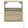 Mesita de noche de pared con luces LED roble Sonoma de , Mesitas de noche - Ref: Foro24-3307979, Precio: 47,55 €, Descuento: %