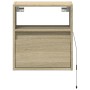 Wand-Nachttisch mit LED-Lichtern in Sonoma-Eiche von , Nachttische - Ref: Foro24-3307979, Preis: 48,28 €, Rabatt: %