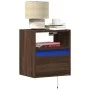 Wall-mounted bedside table with LED lights in brown oak by , Nightstands - Ref: Foro24-3307987, Price: 50,99 €, Discount: %