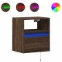 Wall-mounted bedside table with LED lights in brown oak by , Nightstands - Ref: Foro24-3307987, Price: 50,99 €, Discount: %