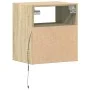 Mesita de noche de pared con luces LED roble Sonoma de , Mesitas de noche - Ref: Foro24-3307979, Precio: 47,55 €, Descuento: %