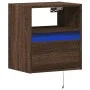Wall-mounted bedside table with LED lights in brown oak by , Nightstands - Ref: Foro24-3307987, Price: 50,99 €, Discount: %