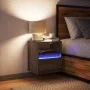 Wall-mounted bedside table with LED lights in brown oak by , Nightstands - Ref: Foro24-3307987, Price: 50,99 €, Discount: %