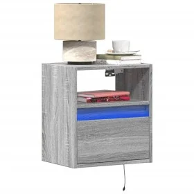 Wall-mounted bedside table with LED lights in Sonoma gray by , Nightstands - Ref: Foro24-3307985, Price: 50,99 €, Discount: %