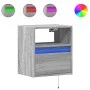 Wand-Nachttisch mit LED-Lichtern in Grau Sonoma von , Nachttische - Ref: Foro24-3307985, Preis: 50,99 €, Rabatt: %