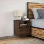Wall-mounted bedside table with LED lights in brown oak by , Nightstands - Ref: Foro24-3307987, Price: 50,99 €, Discount: %