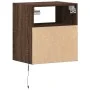 Wall-mounted bedside table with LED lights in brown oak by , Nightstands - Ref: Foro24-3307987, Price: 50,99 €, Discount: %