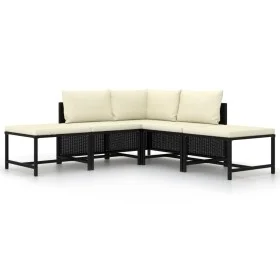5-piece garden sofa set and black synthetic rattan cushions by vidaXL, Modular outdoor sofas - Ref: Foro24-313517, Price: 173...