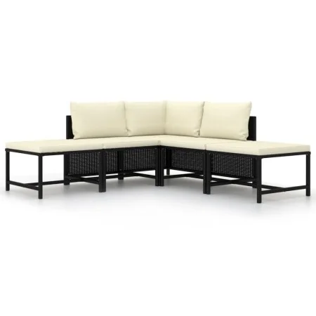 5-piece garden sofa set and black synthetic rattan cushions by vidaXL, Modular outdoor sofas - Ref: Foro24-313517, Price: 173...