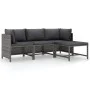 4-teiliges Gartenmöbel-Set mit grauen Polstern aus synthetischem Rattan. von vidaXL, Modulare Sofas für den Außenbereich - Re...