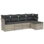 Gartensofa-Set und Kissen, 5-teilig, aus hellem grauem Kunststoff-Rattan. von , Gartensets - Ref: Foro24-3263138, Preis: 330,...