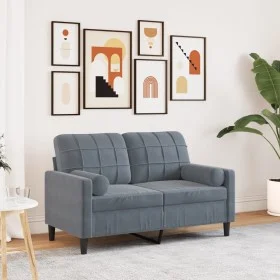 Zweiplätziges Sofa mit dunkelgrauen Samtkissen, 120 cm. von , Sofas - Ref: Foro24-3278210, Preis: 215,09 €, Rabatt: %