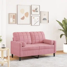 Zweiplätziges Sofa mit rosa Samtkissen, 120 cm. von , Sofas - Ref: Foro24-3278212, Preis: 251,37 €, Rabatt: %