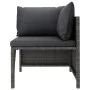 4-teiliges Gartenmöbel-Set mit grauen Polstern aus synthetischem Rattan. von vidaXL, Modulare Sofas für den Außenbereich - Re...