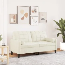 2-seater sofa with cream velvet cushions, 140 cm by , Sofas - Ref: Foro24-3278227, Price: 259,81 €, Discount: %