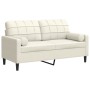 Sofá de 2 plazas con cojines terciopelo color crema 140 cm de , Sofás - Ref: Foro24-3278227, Precio: 264,81 €, Descuento: %