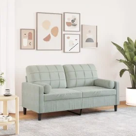 2-seater sofa with light gray velvet cushions, 140 cm by , Sofas - Ref: Foro24-3278219, Price: 220,96 €, Discount: %