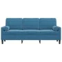 3-seater sofa with blue velvet cushions 180 cm by , Sofas - Ref: Foro24-3278238, Price: 346,56 €, Discount: %