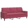 3-seater sofa with red velvet cushions 180 cm by , Sofas - Ref: Foro24-3278233, Price: 277,78 €, Discount: %
