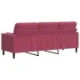 3-seater sofa with red velvet cushions 180 cm by , Sofas - Ref: Foro24-3278233, Price: 277,78 €, Discount: %