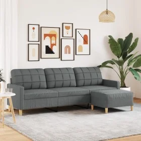 3-seater sofa with dark gray fabric ottoman, 210 cm by , Sofas - Ref: Foro24-3278250, Price: 326,98 €, Discount: %