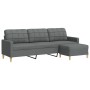 Sofá de 3 plazas con taburete de tela gris oscuro 210 cm de , Sofás - Ref: Foro24-3278250, Precio: 347,69 €, Descuento: %