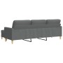 Sofá de 3 plazas con taburete de tela gris oscuro 210 cm de , Sofás - Ref: Foro24-3278250, Precio: 347,69 €, Descuento: %