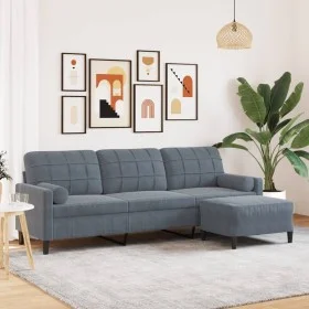 Dreisitzer-Sofa mit dunkelgrauem Samt-Hocker, 210 cm. von , Sofas - Ref: Foro24-3278278, Preis: 328,95 €, Rabatt: %