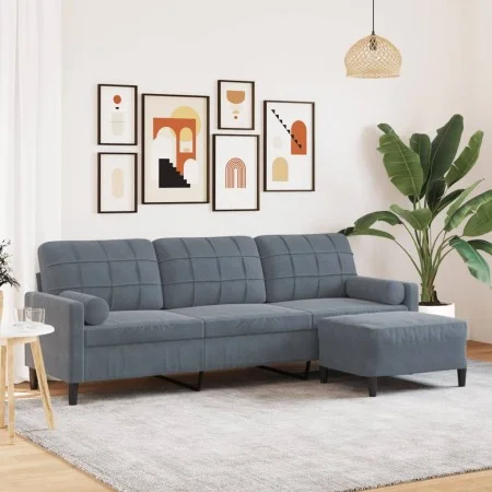 Dreisitzer-Sofa mit dunkelgrauem Samt-Hocker, 210 cm. von , Sofas - Ref: Foro24-3278278, Preis: 328,95 €, Rabatt: %