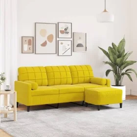Dreisitzer-Sofa mit gelbem Samt-Hocker, 180 cm. von , Sofas - Ref: Foro24-3278273, Preis: 347,00 €, Rabatt: %