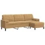 Dreisitzer-Sofa mit braunem Samt-Hocker, 210 cm. von , Sofas - Ref: Foro24-3278284, Preis: 335,24 €, Rabatt: %