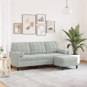 3-seater sofa with light gray velvet ottoman, 180 cm by , Sofas - Ref: Foro24-3278267, Price: 303,08 €, Discount: %